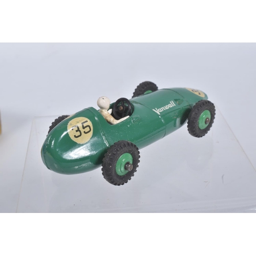 201 - FOUR BOXED DIECAST DINKY TOYS MODEL SPORTS CARS, the first a Mercedes Benz Racing Car, reference 237... 