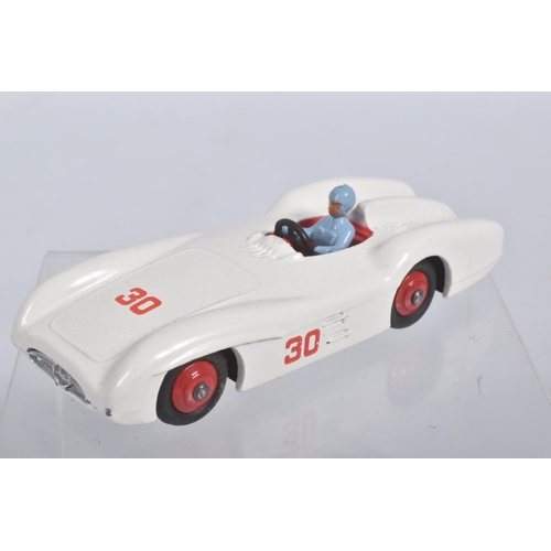 201 - FOUR BOXED DIECAST DINKY TOYS MODEL SPORTS CARS, the first a Mercedes Benz Racing Car, reference 237... 