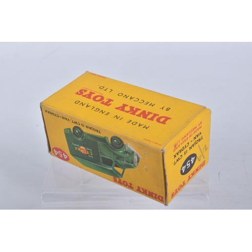 202 - TWO BOXED DINKY TOYS VANS, Trojan 'Cydrax', No.454, green body with three green ridged hubs and one ... 