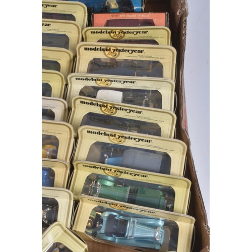 218 - TWO BOXES OF BOXED MATCHBOX MODELS OF YESTERYEAR DIECAST CARS, mostly from 1970's, 44 models include... 