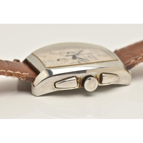 406 - A 'LONGINES' EVIDENZA WRISTWATCH, automatic movement, off white rectangular form chronograph dial, s... 