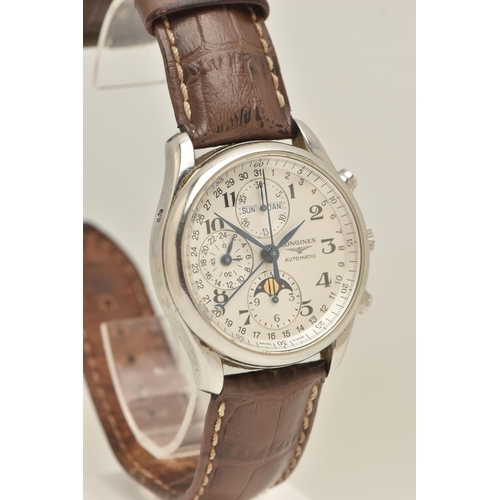 407 - A 'LONGINES' MASTER COLLECTION WRISTWATCH, automatic movement, round chronograph dial, moonphase, da... 