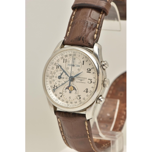 407 - A 'LONGINES' MASTER COLLECTION WRISTWATCH, automatic movement, round chronograph dial, moonphase, da... 