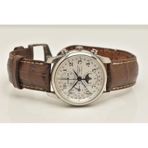 407 - A 'LONGINES' MASTER COLLECTION WRISTWATCH, automatic movement, round chronograph dial, moonphase, da... 