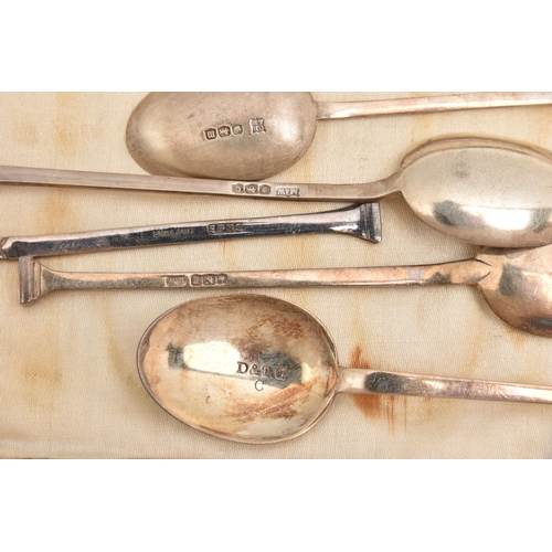 517 - AN ASSORTMENT OF SILVER SPOONS, to include a cased set of six silver teaspoons, an incomplete case o... 