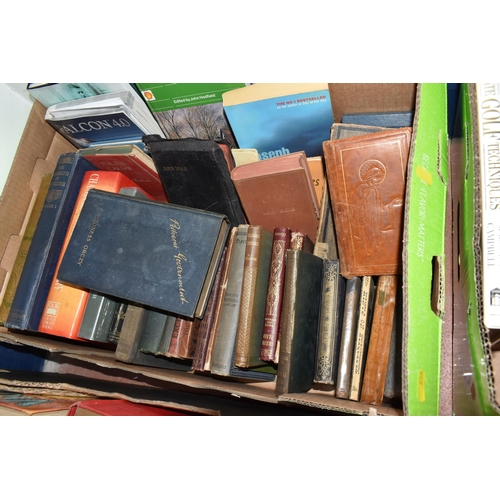 888 - FOUR BOXES OF VINTAGE BOOKS to include a large quantity of antiques interest books covering ceramics... 