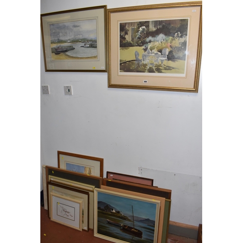 899 - GWILYM DAVIES (20TH CENTURY) A SMALL QUANTITY OF FRAMED WATERCOLOURS, mostly landscapes and townscap... 