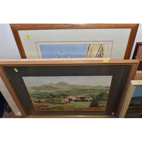 899 - GWILYM DAVIES (20TH CENTURY) A SMALL QUANTITY OF FRAMED WATERCOLOURS, mostly landscapes and townscap... 