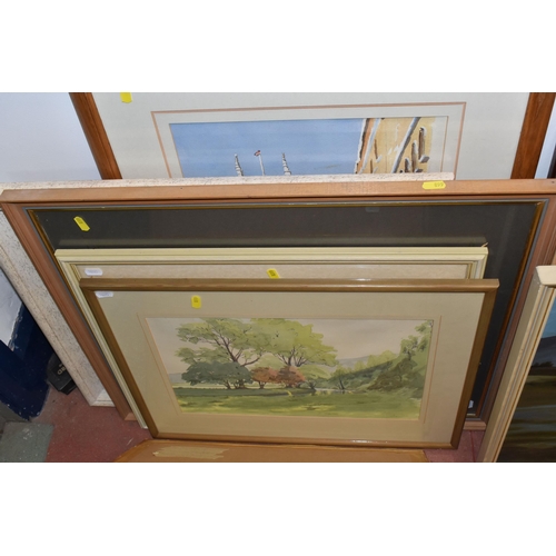 899 - GWILYM DAVIES (20TH CENTURY) A SMALL QUANTITY OF FRAMED WATERCOLOURS, mostly landscapes and townscap... 