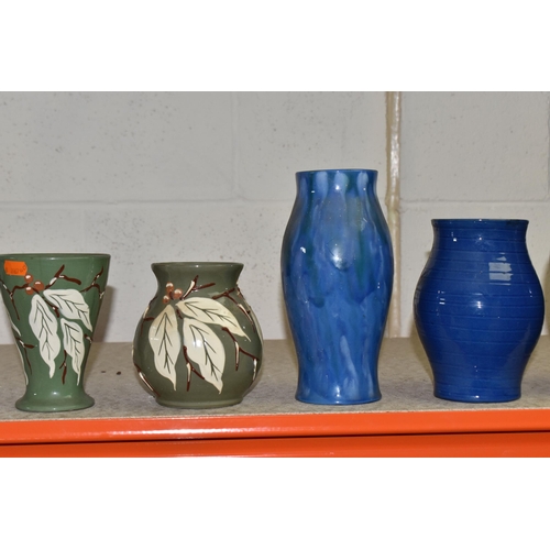 900 - A GROUP OF ELEVEN STUDIO POTTERY ITEMS to include a group of C H Brannam items to include two Barum ... 