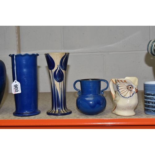 900 - A GROUP OF ELEVEN STUDIO POTTERY ITEMS to include a group of C H Brannam items to include two Barum ... 