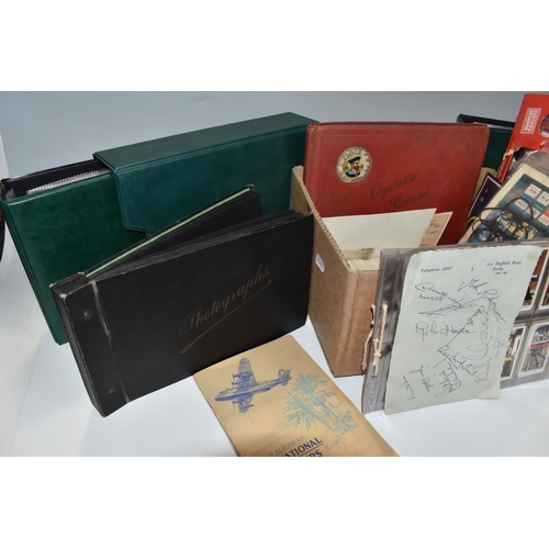 930 - A BOX AND LOOSE CIGARETTE CARDS AND OTHER EPHEMERA, to include cigarette cards loose in two albums, ... 