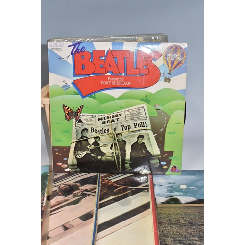 932 - A BOX OF THE BEATLES RECORDS, comprising LPs: The Beatles (white album) serial no 0126989, Mono PMC ... 