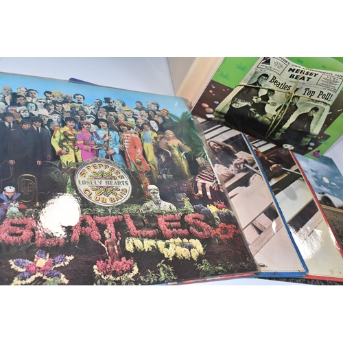 932 - A BOX OF THE BEATLES RECORDS, comprising LPs: The Beatles (white album) serial no 0126989, Mono PMC ... 