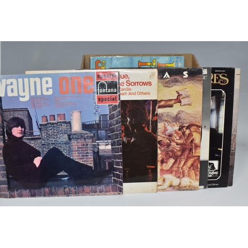 943 - ONE BOX OF LP VINYL RECORDS, approximately fifty LP records, artists include Bob Dylan, The Kinks, E... 