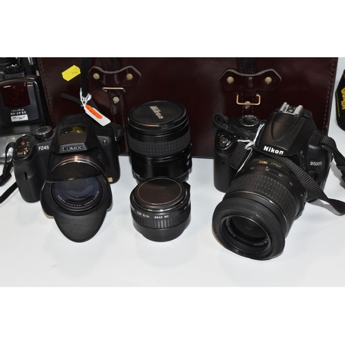 945 - NIKON AND PANASONIC LUMIX PHOTOGRAPHIC EQUIPMENT etc, to include a Nikon D5000 digital SLR camera wi... 