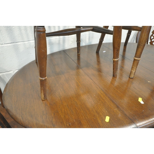 167 - A 20TH CENTURY OAK OVAL GATE LEG TABLE, open width 131cm x depth 87cm x height 76cm, another gate le... 