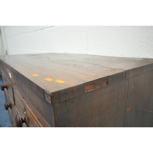 174 - A 19TH CENTURY MAHOGANY CHEST OF TWO SHORT OVER THREE LONG DRAWERS, width 93cm x depth 50cm x height... 