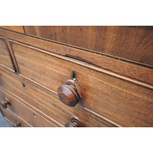 174 - A 19TH CENTURY MAHOGANY CHEST OF TWO SHORT OVER THREE LONG DRAWERS, width 93cm x depth 50cm x height... 