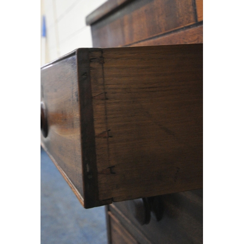 174 - A 19TH CENTURY MAHOGANY CHEST OF TWO SHORT OVER THREE LONG DRAWERS, width 93cm x depth 50cm x height... 