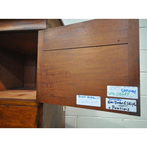 187 - AN EARLY 20TH CENTURY MAHOGANY LOCKER CABINET, fitted with ten cupboard doors, width 100cm x depth 5... 