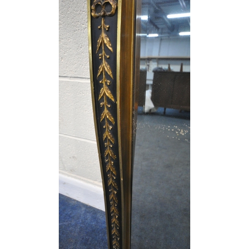 193 - A REGENCY GILT FRAMED PIER MIRROR, later bevelled edge plate, foliate carved details, the mirror pla... 