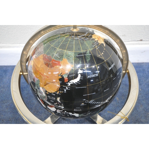 198 - A MODERN GEMSTONE GLOBE, with a tilting and spinning motion, approximate frame diameter 45cm, condit... 