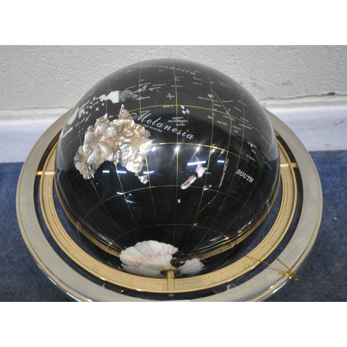 198 - A MODERN GEMSTONE GLOBE, with a tilting and spinning motion, approximate frame diameter 45cm, condit... 