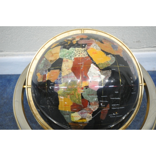 198 - A MODERN GEMSTONE GLOBE, with a tilting and spinning motion, approximate frame diameter 45cm, condit... 