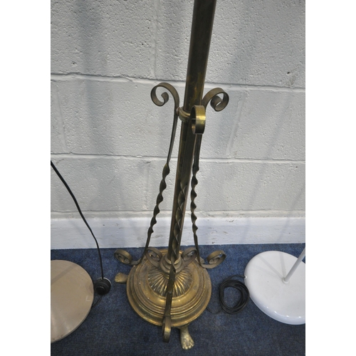 209 - VERITAS LAMP WORKS, A 20TH CENTURY GERMAN BRASS TELESCOPIC OIL LAMP, with spiral supports, raised on... 