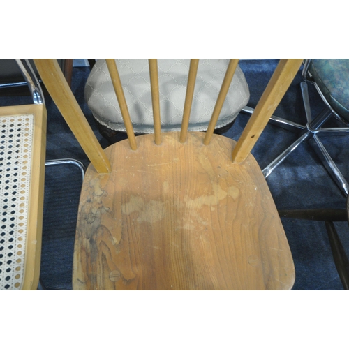 210 - NINE CHAIRS, varying in shape, size, colour, style, material, etc, including three Ercol chairs, con... 