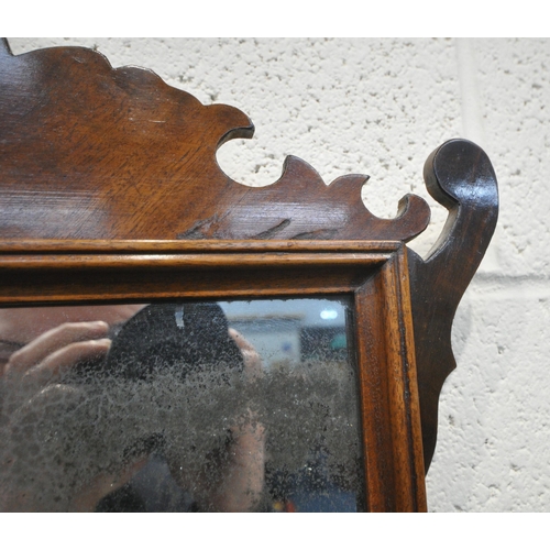 238 - A 19TH CENTURY MAHOGANY FRETWORK WALL MIRROR, 42cm x 62cm, condition report: foxing and losses to th... 