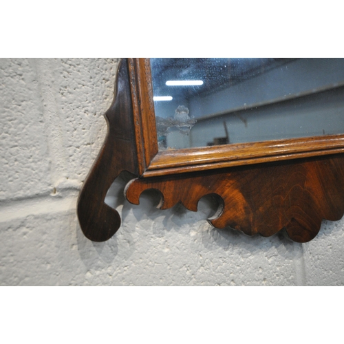 238 - A 19TH CENTURY MAHOGANY FRETWORK WALL MIRROR, 42cm x 62cm, condition report: foxing and losses to th... 