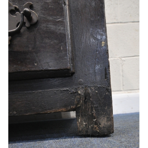 247 - A GEORGIAN OAK PANELLED COFFER, with a hinged lid, and two drawers, width 123cm x depth 56cm x heigh... 