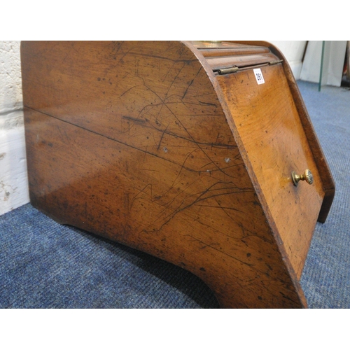 261 - A 20TH CENTURY MAHOGANY PURDONIUM, with a single handle, and a hinged door, width 34cm x depth 46cm ... 