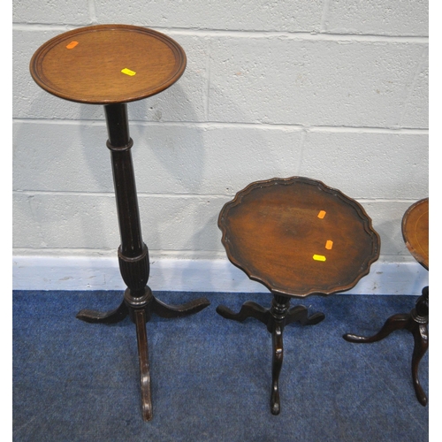 263 - FOUR PIECES OF 20TH CENTURY MAHOGANY OCCASIONAL FURNITURE, to including a folding cake stand, with t... 