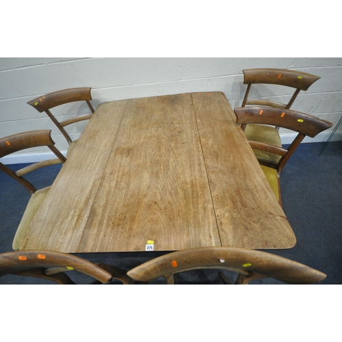 275 - A REGENCY MAHOGANY DROP LEAF PEMBROKE TABLE, with a single frieze drawer, raised on a turned pedesta... 