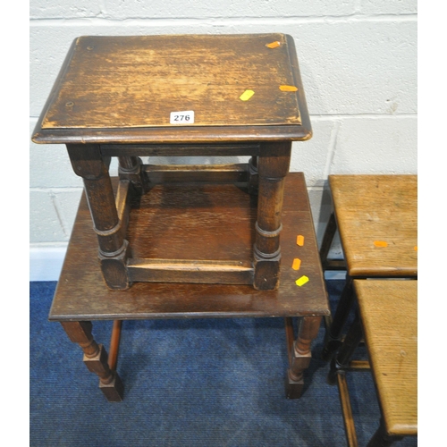 276 - SIX SMALL OAK TABLES, varying in shape, size, style, etc, condition report: all with marks, scuffs, ... 