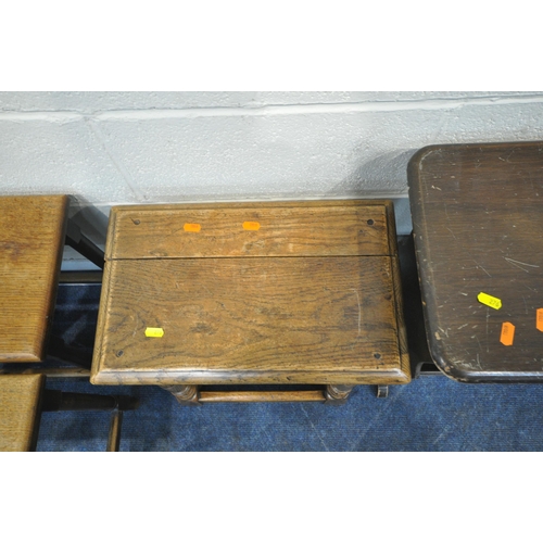 276 - SIX SMALL OAK TABLES, varying in shape, size, style, etc, condition report: all with marks, scuffs, ... 