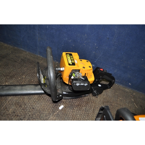 53 - A PARTNER HG55-12 PETROL GARDEN BLOWER and a California petrol chain saw (both engines pull freely b... 