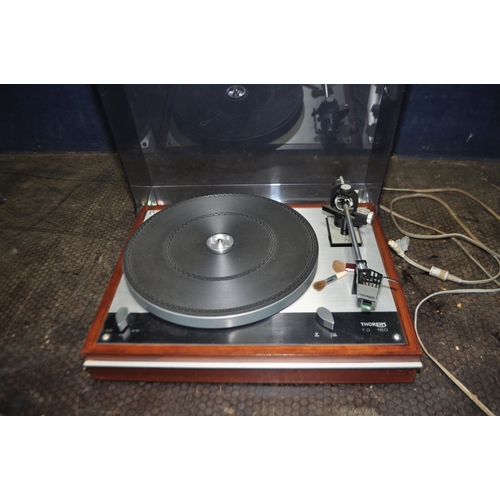 56 - A THORENS TD 160 VINTAGE TURNTABLE with smoked plexi glass cover (PAT pass and working) Condition Re... 