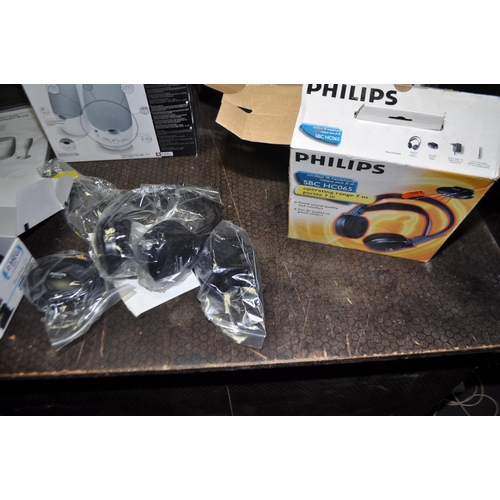 74 - A HARMAN KARDEN HK695 COMPUTER AUDIO SPEAKER SYSTEM in original box, a Philips wireless headphone se... 