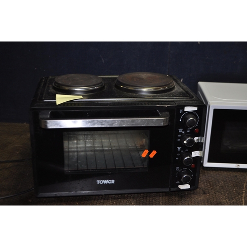 88 - A TOWER MINI GRILL WITH HOB, a Cello microwave and a DeLonghi heater (all PAT pass and working) (3) ... 