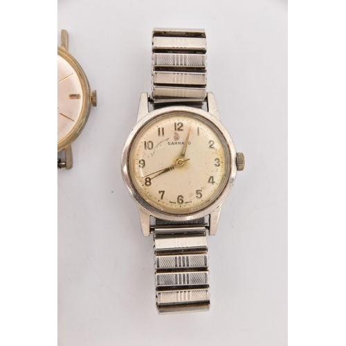 444 - THREE GENTS WATCHES, names to include 'Garrard, Amida, Smiths' (condition report: all require attent... 