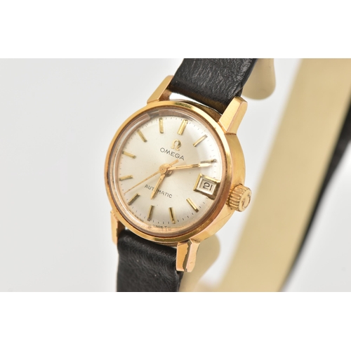 480 - A LADIES 'OMEGA' WRISTWATCH, automatic movement, round silvered dial signed 'Omega, Automatic', bato... 