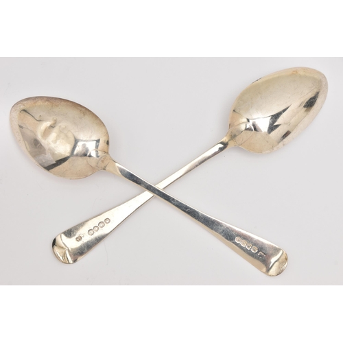 499 - TWO SILVER SERVING SPOONS, both Old English patterns, one hallmarked 'Chawner & Co (George William A... 