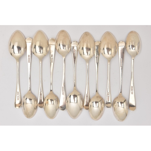 505 - ELEVEN SILVER TEASPOONS, to include a set of six Old English pattern spoons with engraved initial 'W... 