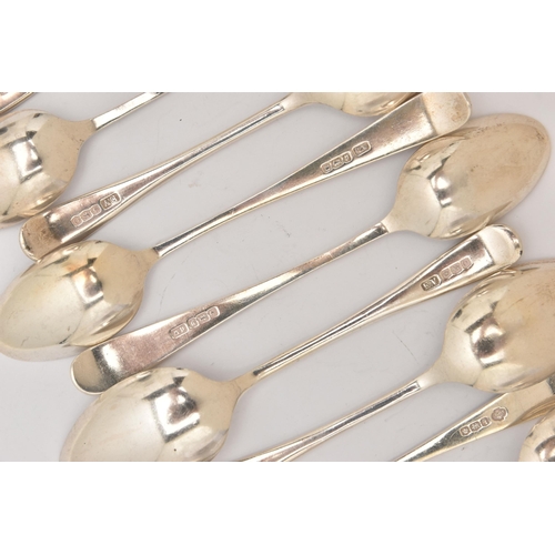 505 - ELEVEN SILVER TEASPOONS, to include a set of six Old English pattern spoons with engraved initial 'W... 