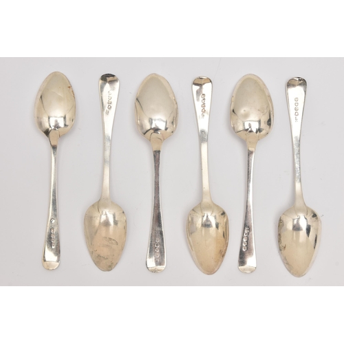 508 - SIX GEORGIAN SILVER TABLESPOONS, Old English pattern, each with a full London hallmark, various make... 