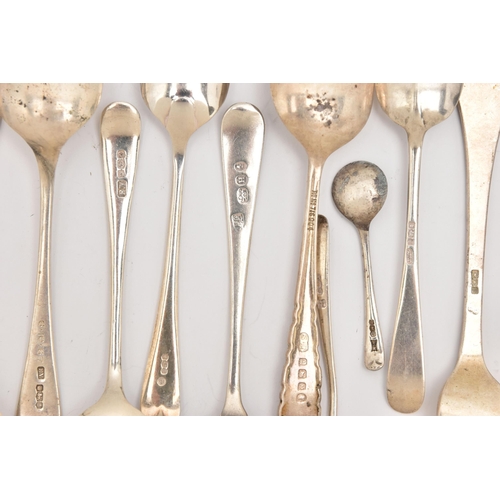 509 - A SELECTION OF SILVER CUTLERY, various pieces to include eight teaspoons, three forks, a sauce spoon... 